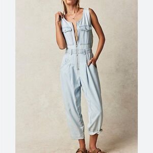 NWOT Free People We The Free Cloud Nine Jumpsuit  Size L looking‎ glass color